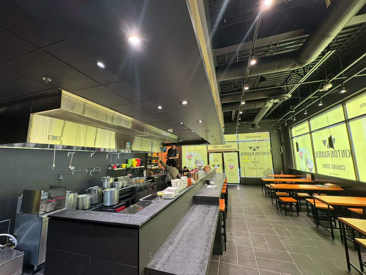 Kinton Ramen restaurant interior with kitchen ventilation